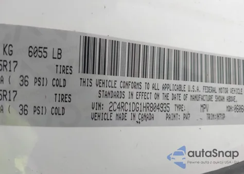 2017 Chrysler Pacifica Touring из США, поврежденный, VIN 2C4RC1DG1HR804935